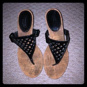 Black Coach Wedge Sandals